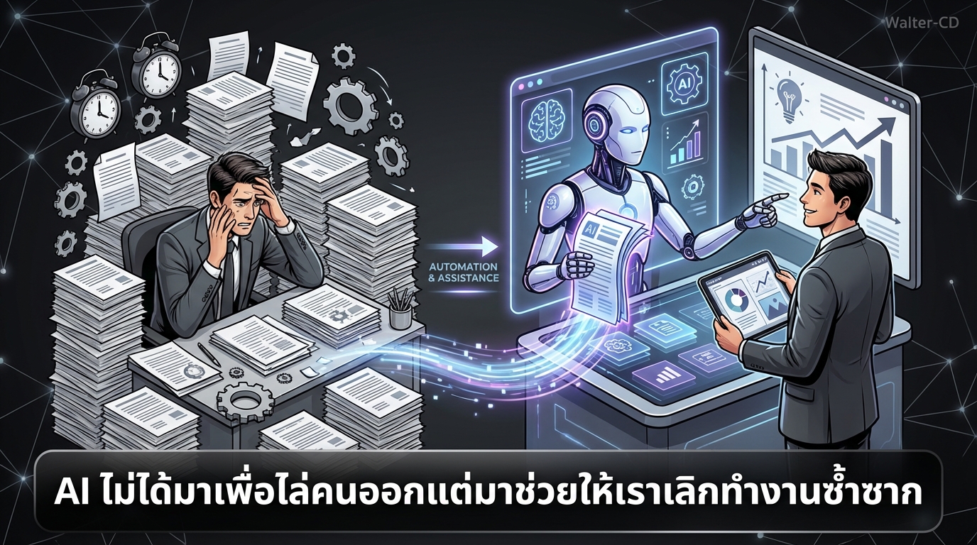 AI ไม่ได้มาเพื่อไล่คนออกแต่มาช่วยให้เราเลิกทำงานซ้ำซาก