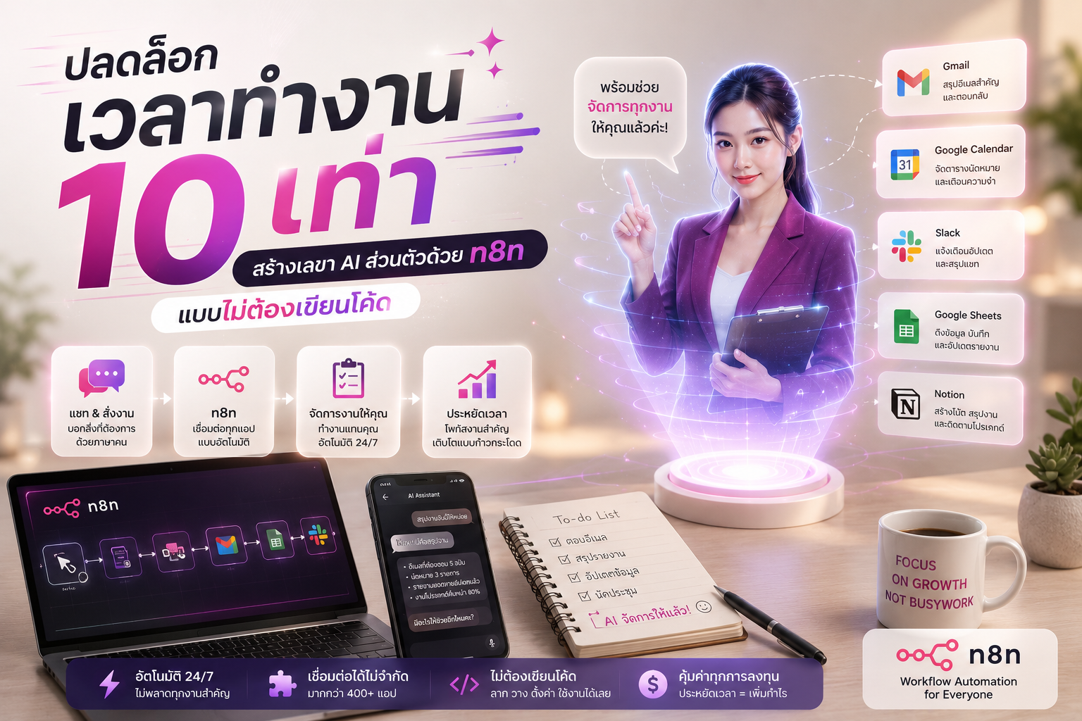 ปลดล็อกเวลาทำงาน 10 เท่า สร้างเลขา AI ส่วนตัวด้วย n8n แบบไม่ต้องเขียนโค้ด