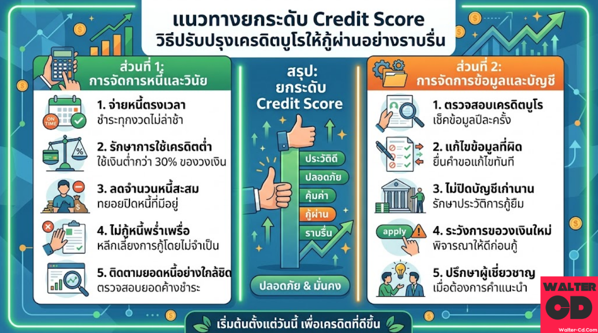 แนวทางยกระดับ Credit Score วิธีปรับปรุงเครดิตบูโรให้กู้ผ่านอย่างราบรื่น