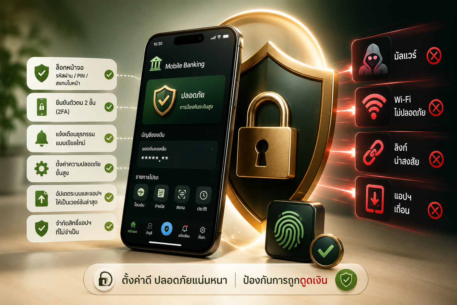 แอปฯ ธนาคารปลอดภัย เจาะลึกการตั้งค่าสมาร์ทโฟนขั้นสูงสุดเพื่อป้องกันการถูกดูดเงิน