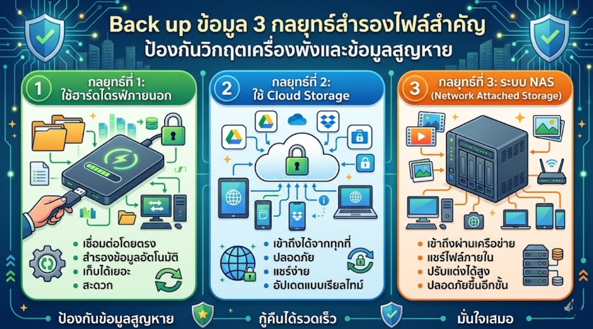 Back up ข้อมูล 3 กลยุทธ์สำรองไฟล์สำคัญ ป้องกันวิกฤตเครื่องพังและข้อมูลสูญหาย