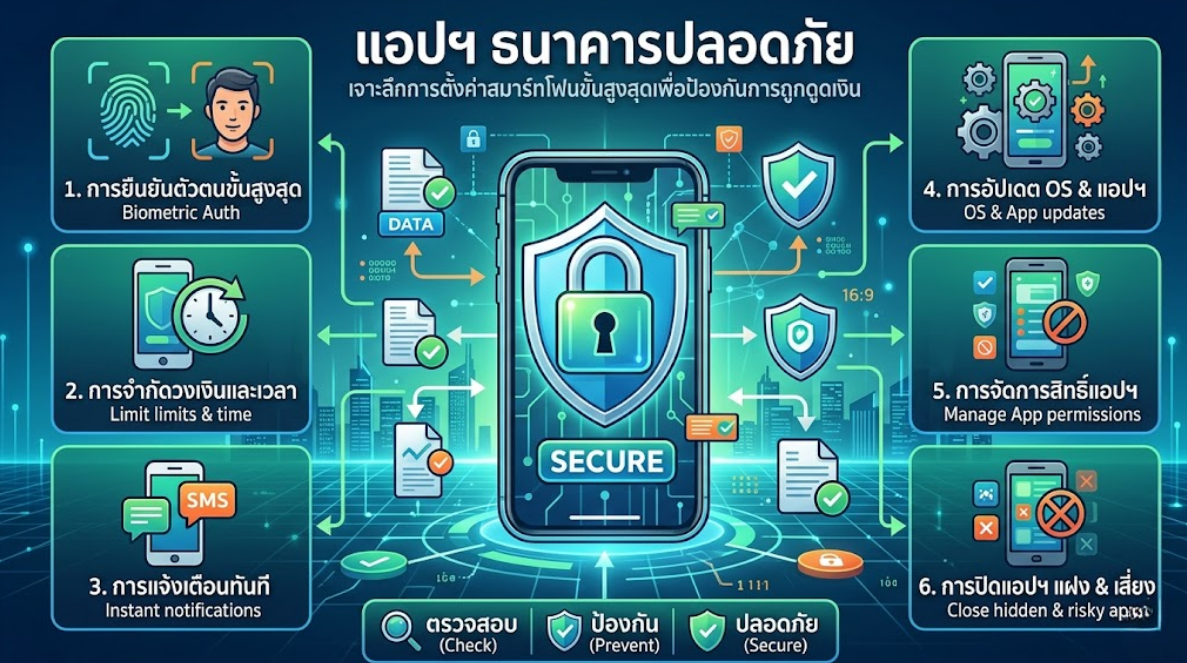 แอปฯ ธนาคารปลอดภัย เจาะลึกการตั้งค่าสมาร์ทโฟนขั้นสูงสุดเพื่อป้องกันการถูกดูดเงิน